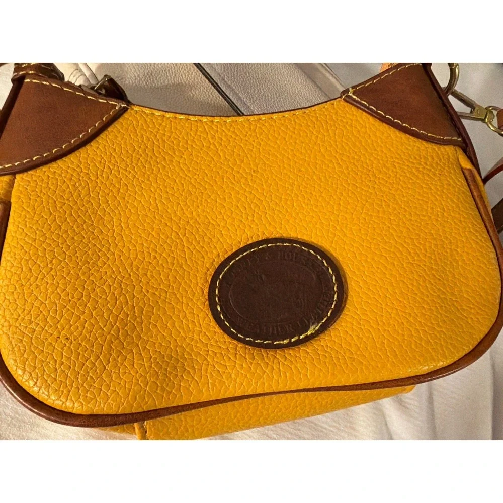 Dooney & Bourke Pebble Leather Mini Crossbody Bag‎ Yellow Brown Trim NEW Vintage